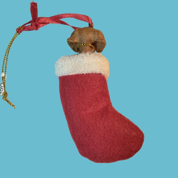 E S Imports Beagle Dog Christmas Stocking Ornament Beaded Embroidered Snowflake - Picture 6 of 8